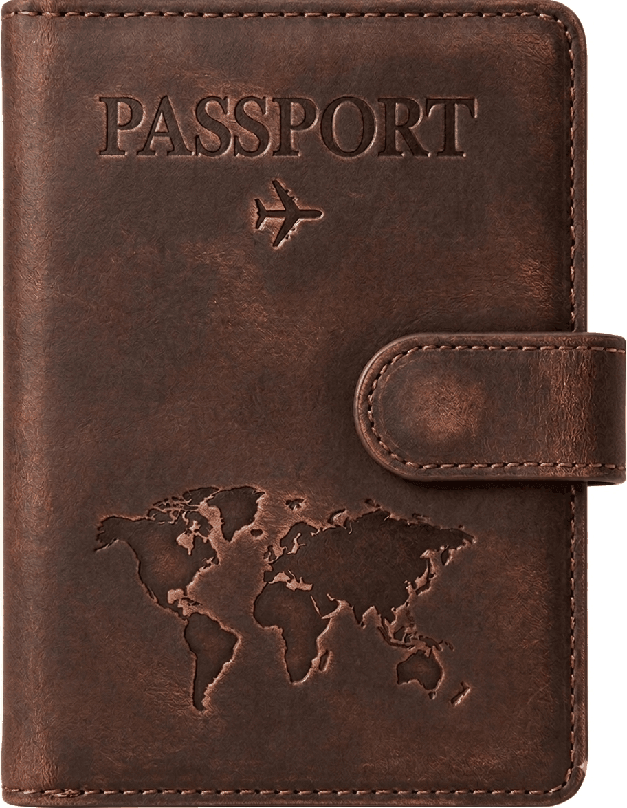 Porte-passeport multifonction en cuir synthétique PU anti-RFID, portefeuille et porte-carte d'identité.