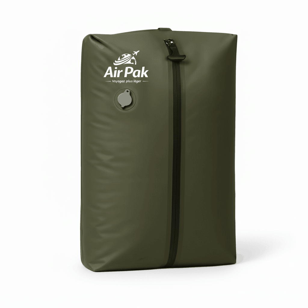 Sac compression sous vide 17L pour rangement optimisé en noir, gris et kaki