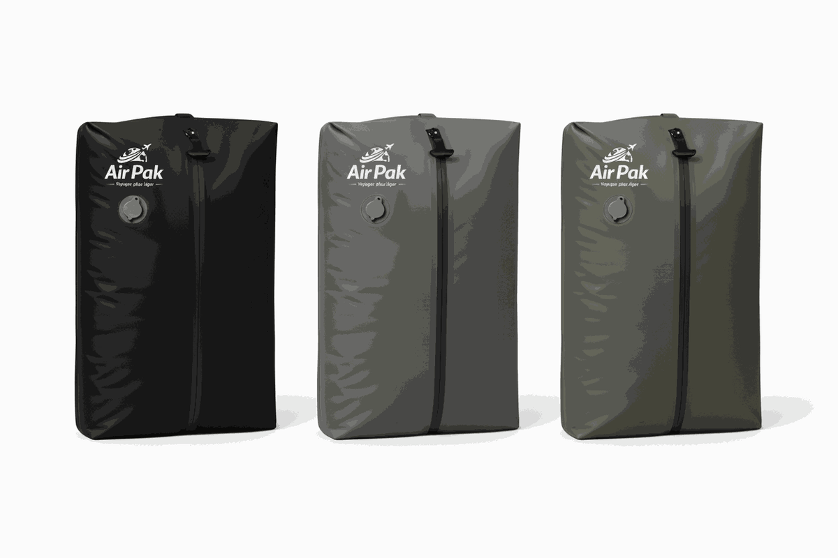 Pack de 3 sacs de compression 17L avec choix de couleurs noir, gris et kaki, réduction de volume des vêtements