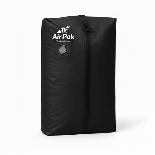 Sac de compression sous vide 17L pour réduire volume vêtements, disponible en noir, gris, kaki